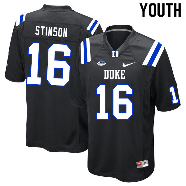 Youth #16 Jaylen Stinson Duke Blue Devils College Football Jerseys Sale-Black - Click Image to Close